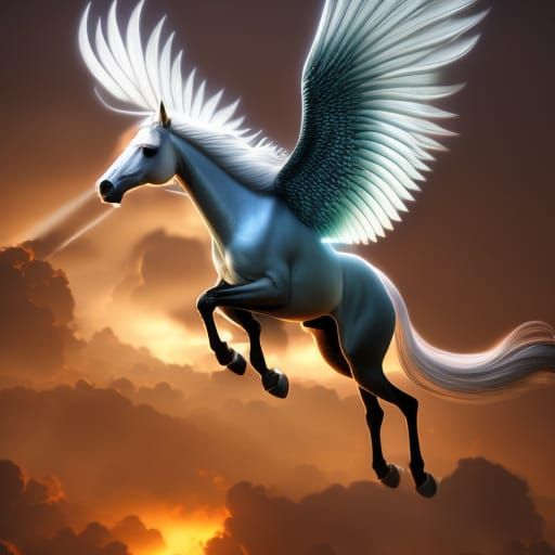 Pegasus Portrait in Astral Neon Style