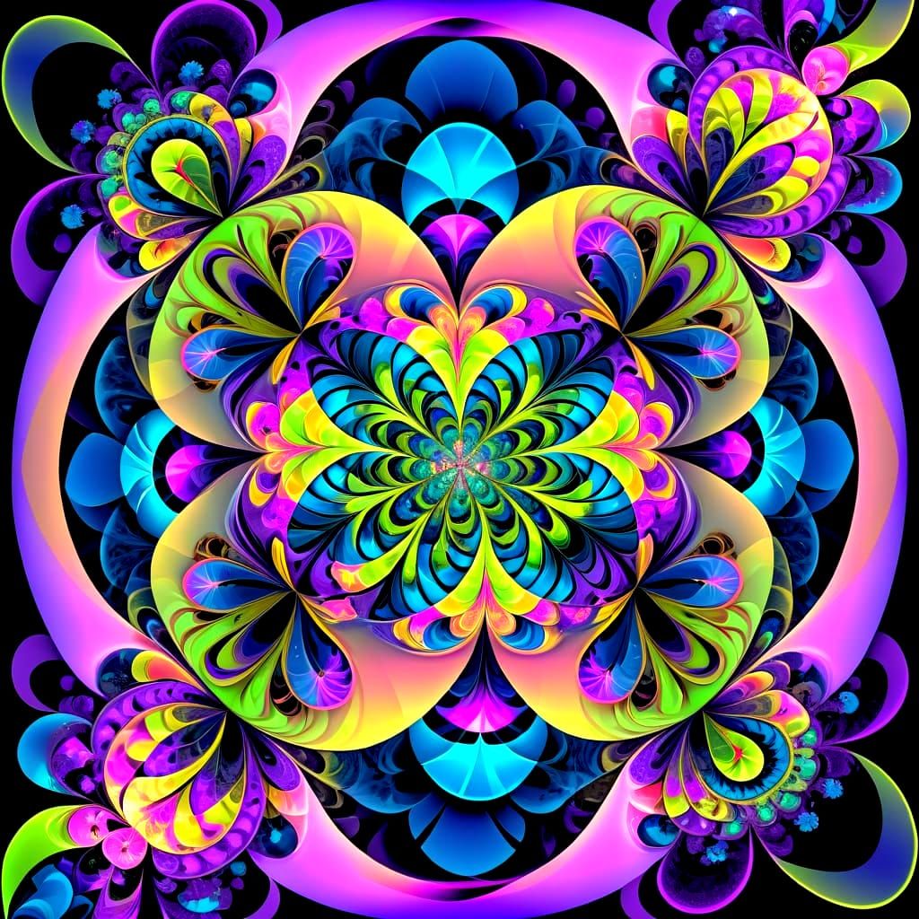 Vibrant Fractal Dreamscape in Neon Hues