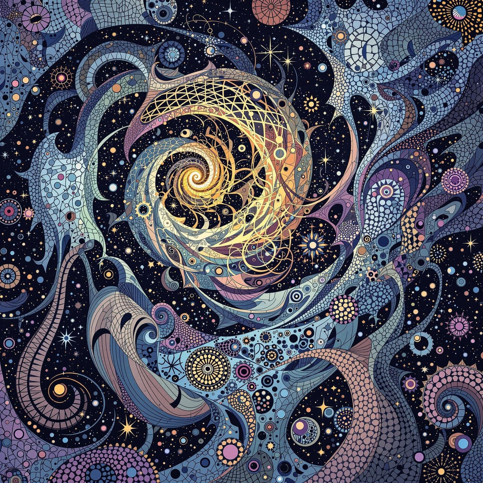 Fractal Cosmic Dance in Psychedelic Style