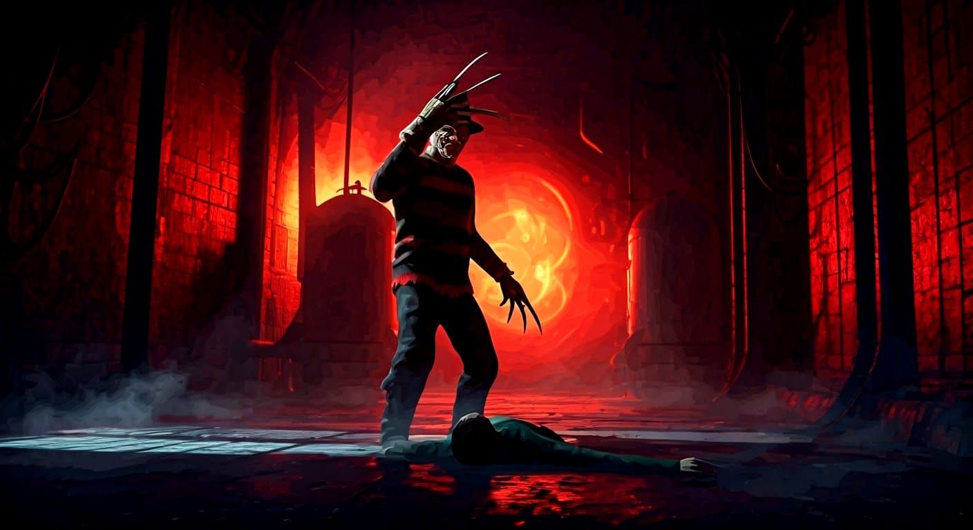 Freddy Krueger Attacks in a Boiler Room