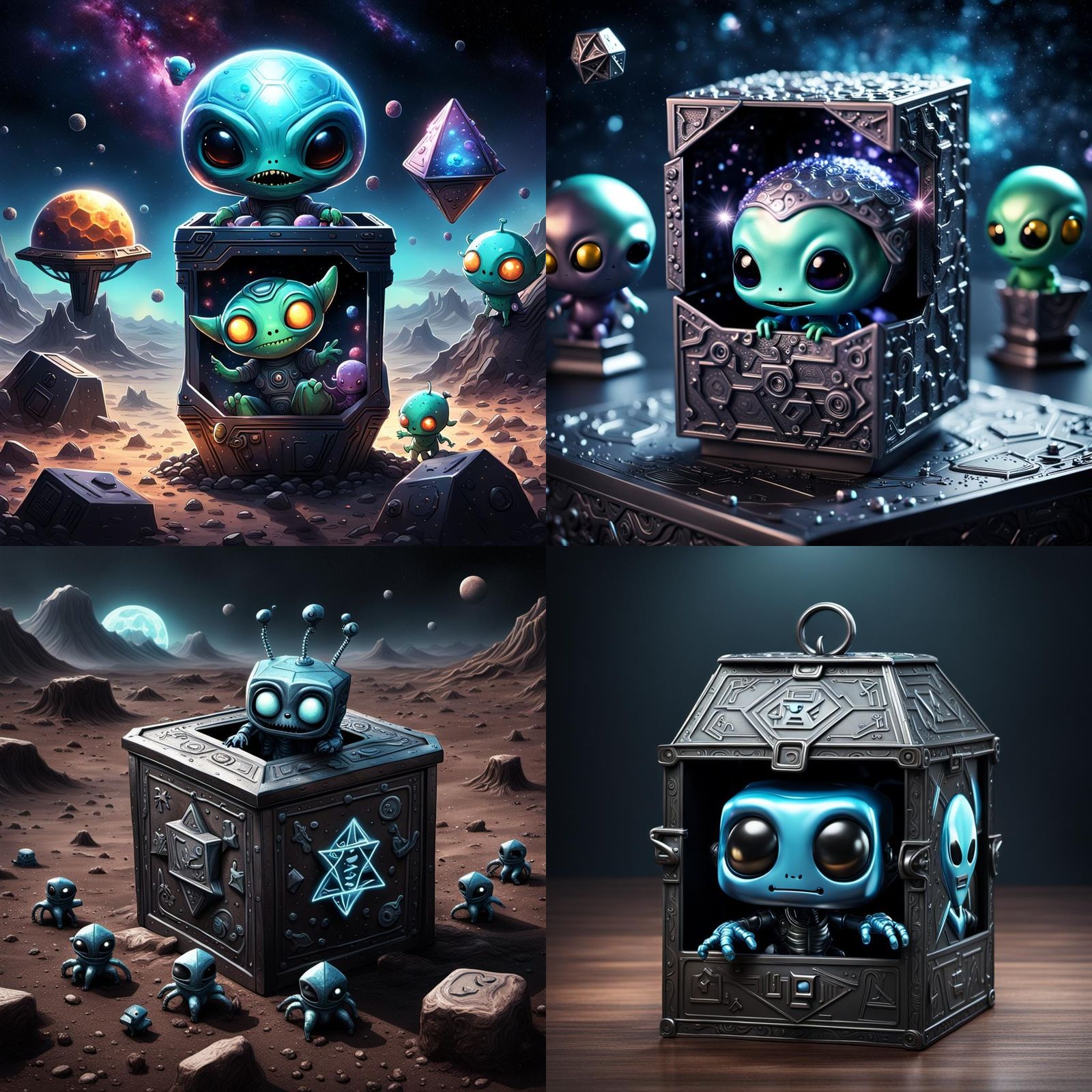 Alien Jack-in-the-Box in Galaxy Setting