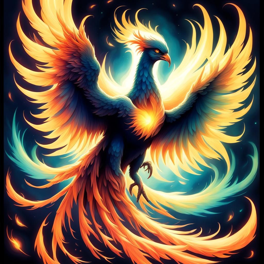 Phosphorescent Phoenix in Phantasmagoric Display