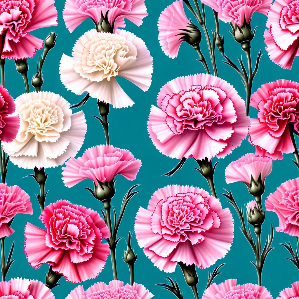 Pink and Sea Colored Carnations