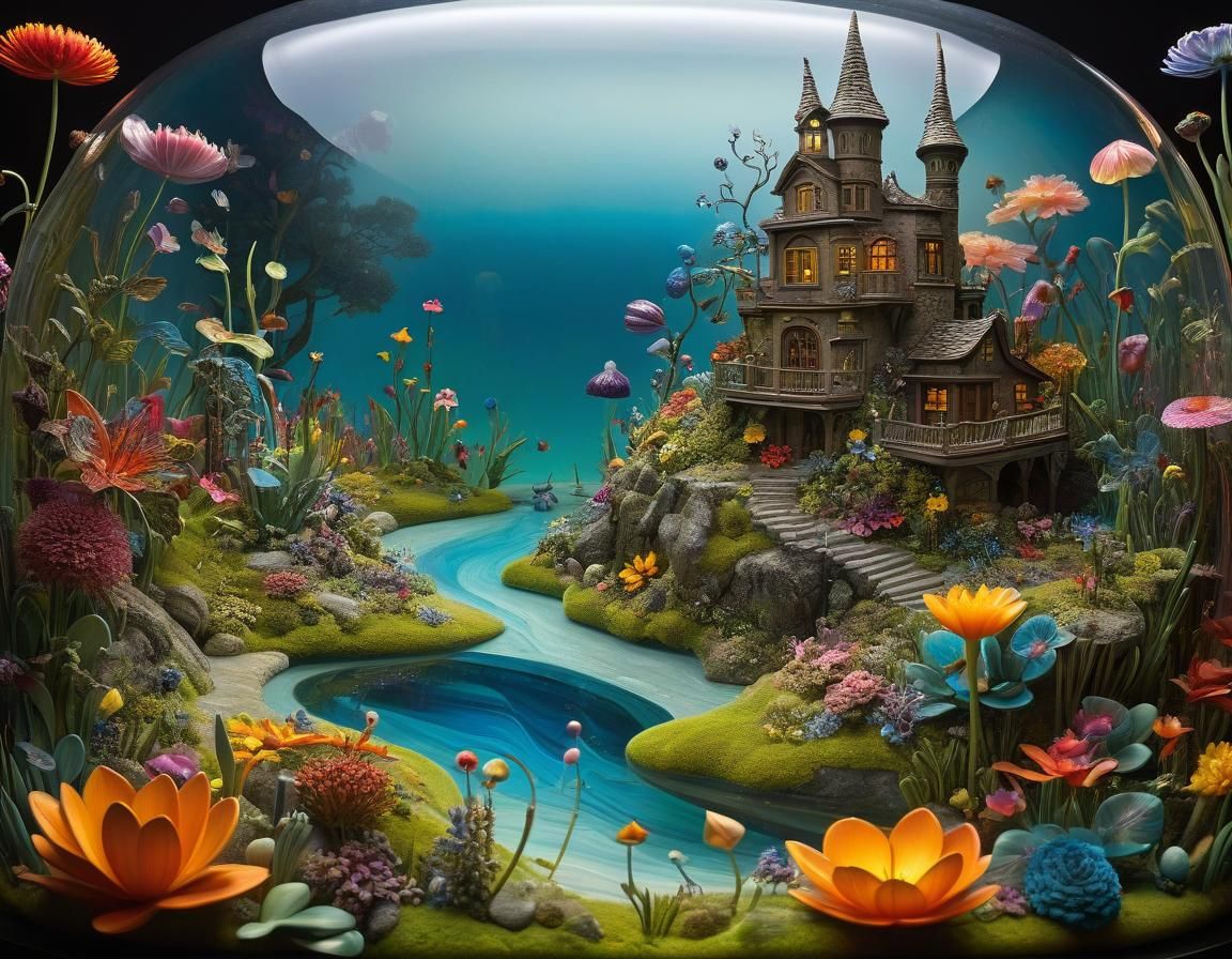 Mystical Flower Fantasy in Blown Glass, Digital Art
