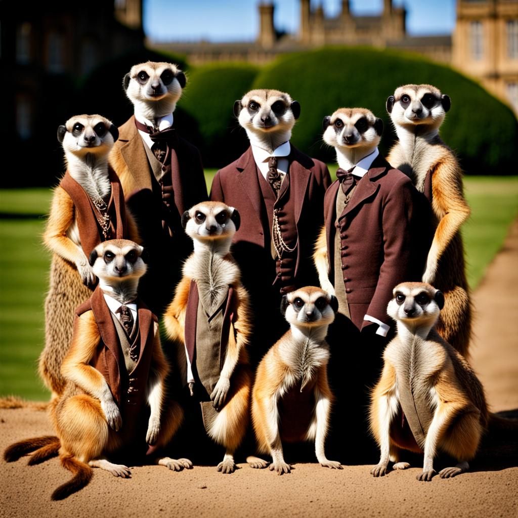 Meerkats Recreate Downton Abbey Family Photo