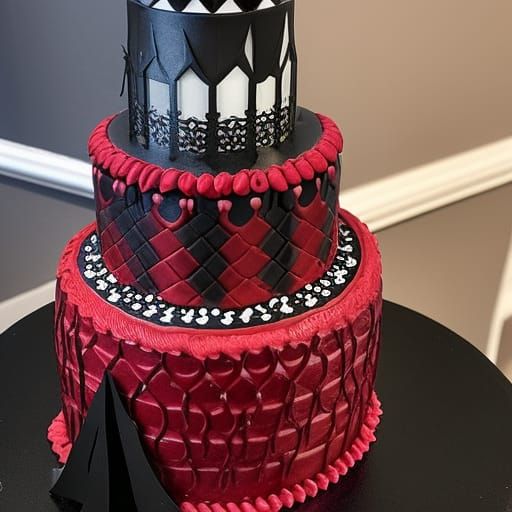 Gothic Red Velvet Cake with Chocolate Castle