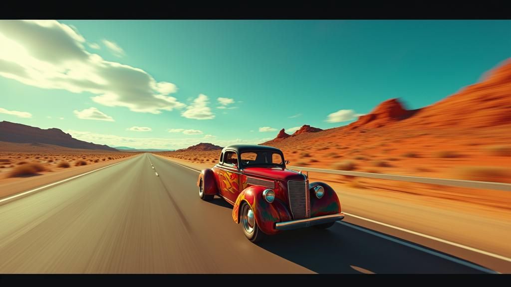 Surreal Hot Rod Speeding in Dreamlike Style