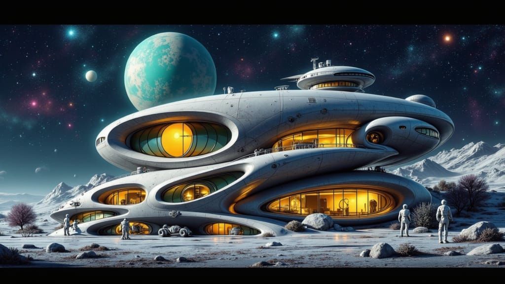 Retro Moon Base in Googie Style