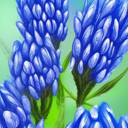 Hyperrealistic Blue Bonnet Flower in Splash Art Style
