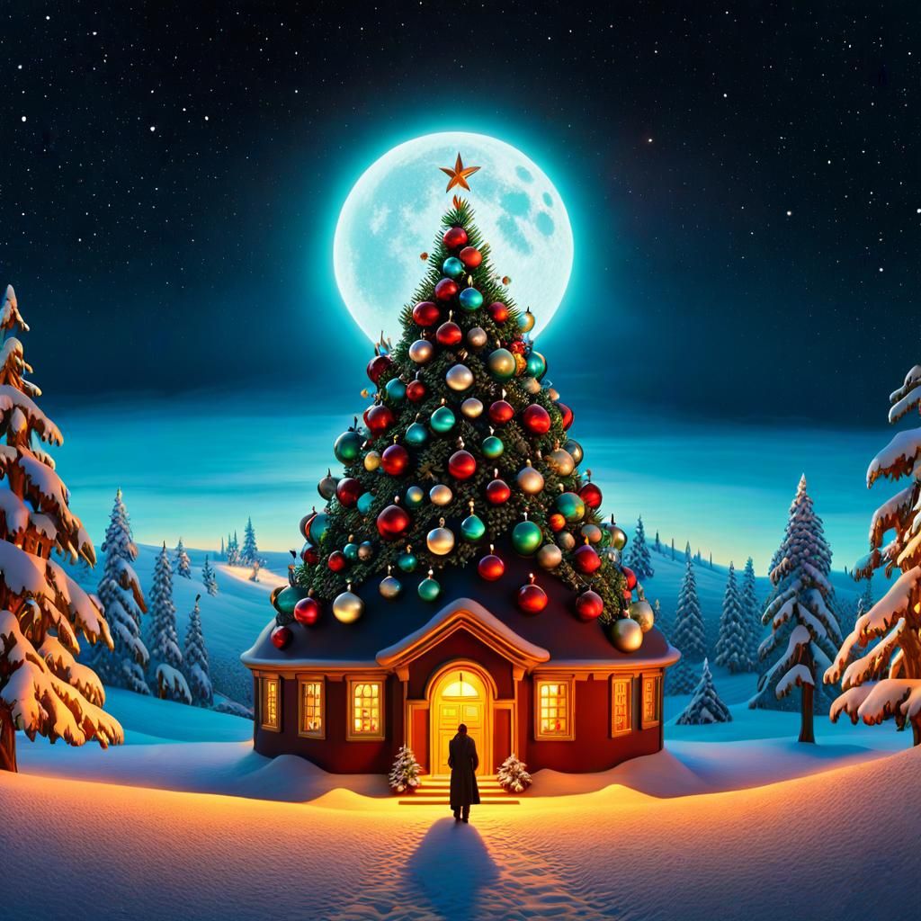 Surreal Christmas Decorations in a Surrealist Style