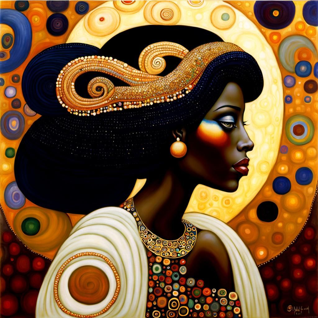 African Queen in Klimt Style