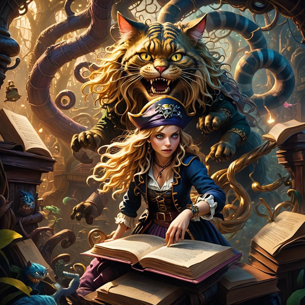 Alice the Pirate and Cheshire Cat in Hair Maze