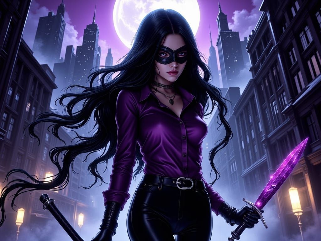 Mysterious Night Blade in Dark, Iridescent Aura