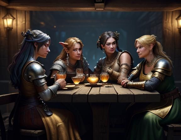 Goblins Enjoying Cocktails in Tavern: 3D Game Art