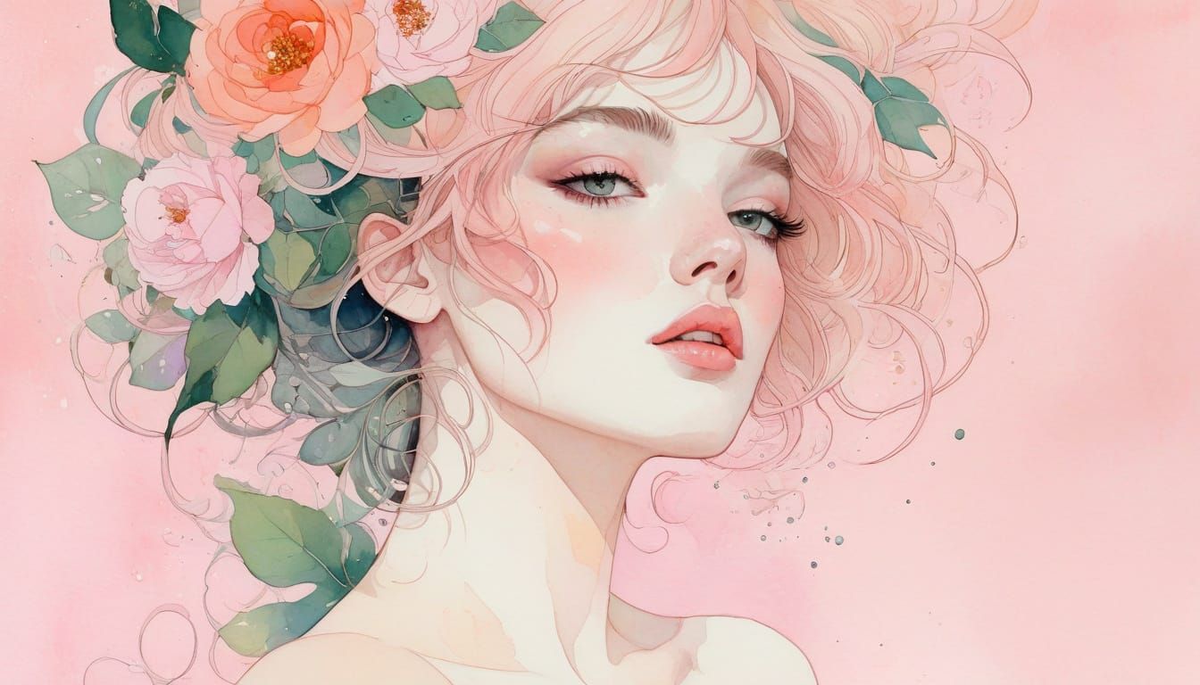Ethereal Female Figures in Watercolor Painting