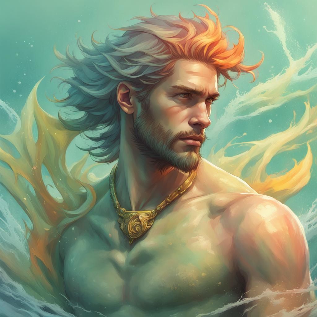 Pastel Merman Portrait in Dynamic Lighting