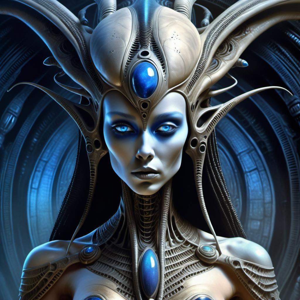 Dust Goddess: A Sinister, Detailed Alien Portrait