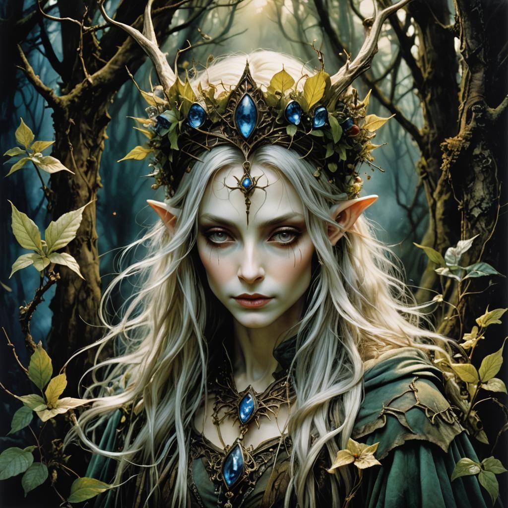 Elven Essence: A Vivid Fantasy Art Polaroid