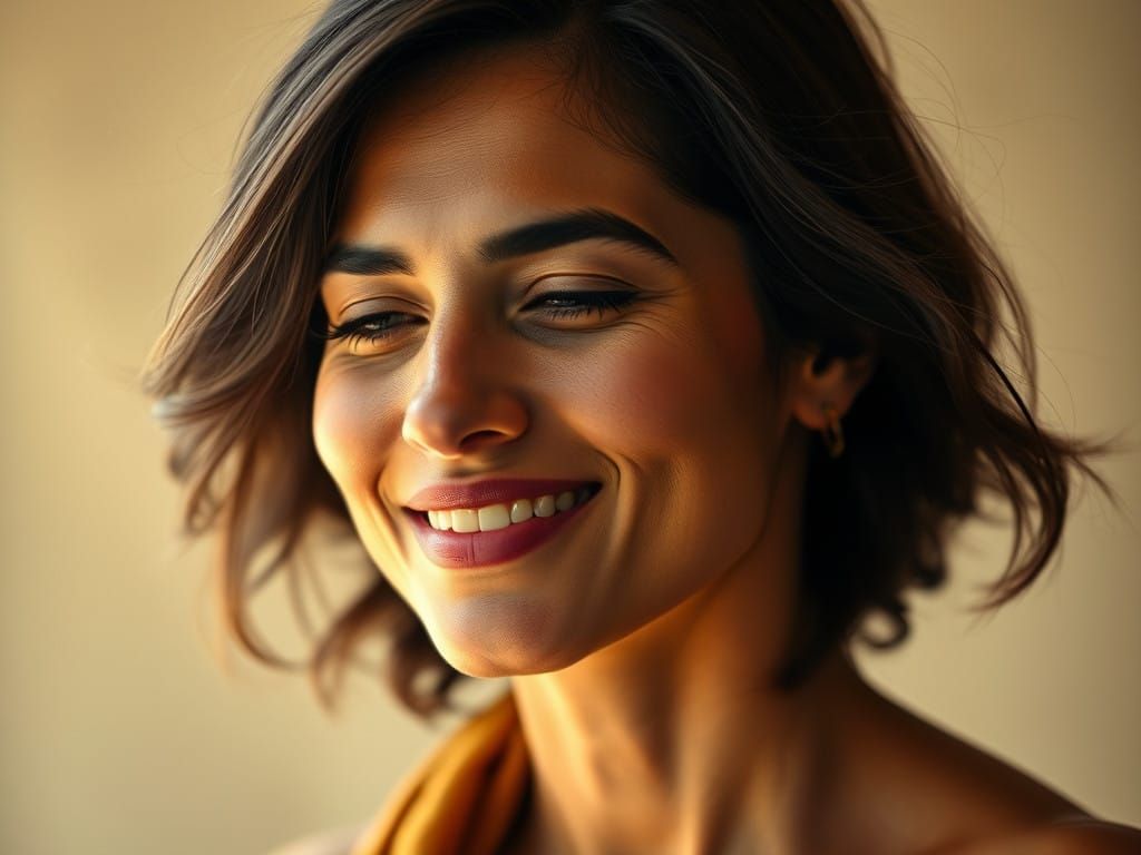 Warm Egyptian Woman in Joyful Serenity