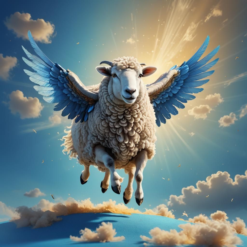 Flying Sheep in Dreamworks-style 3D Animation