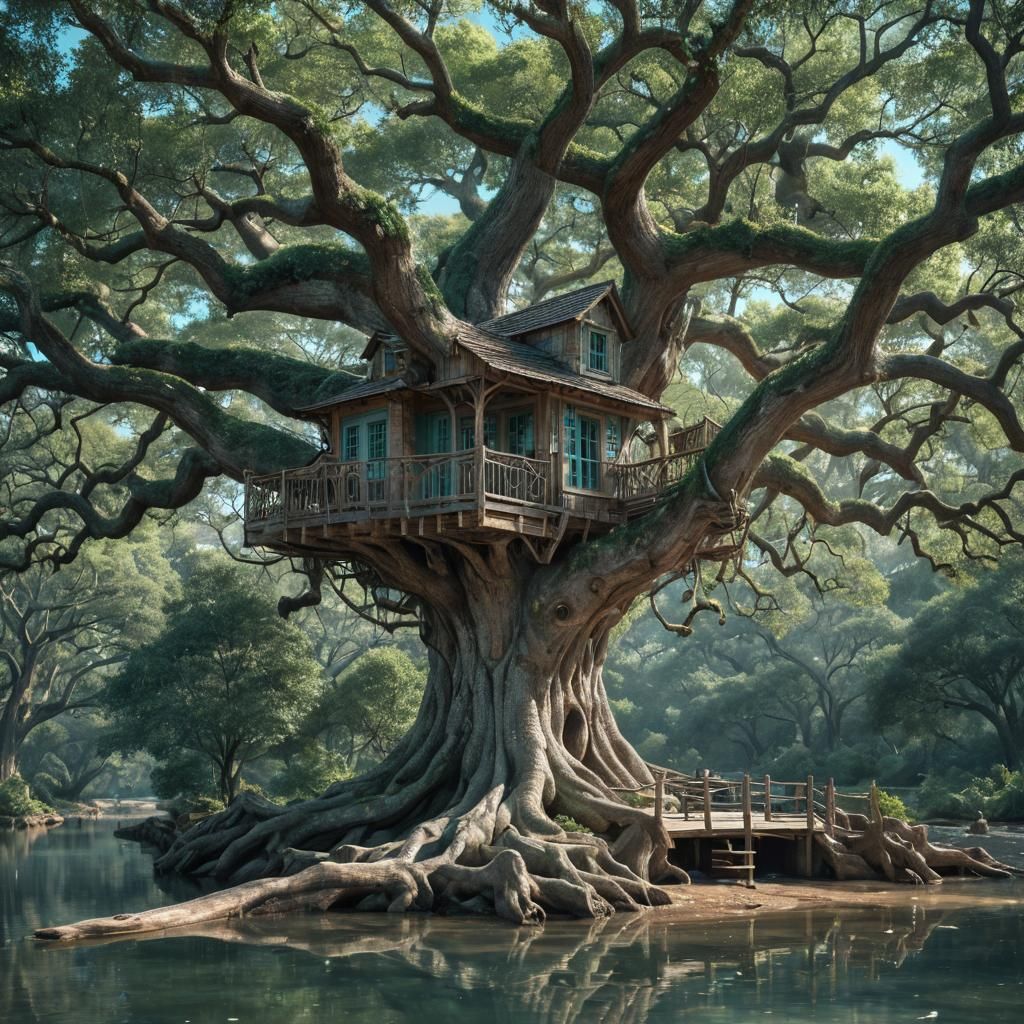 Ornate Treehouse in Giant Turquoise Angel Oak