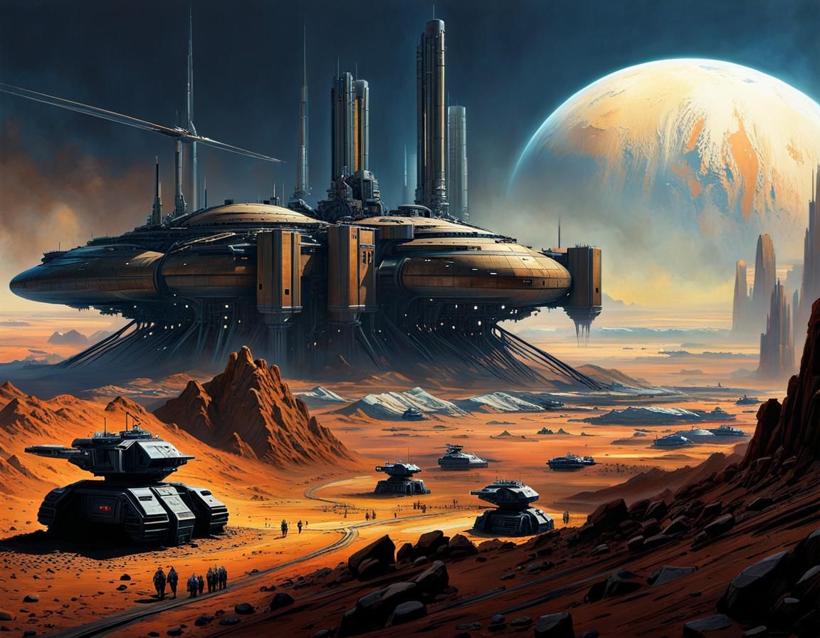 Grimdark Sci-Fi War Factory on Barren Planet