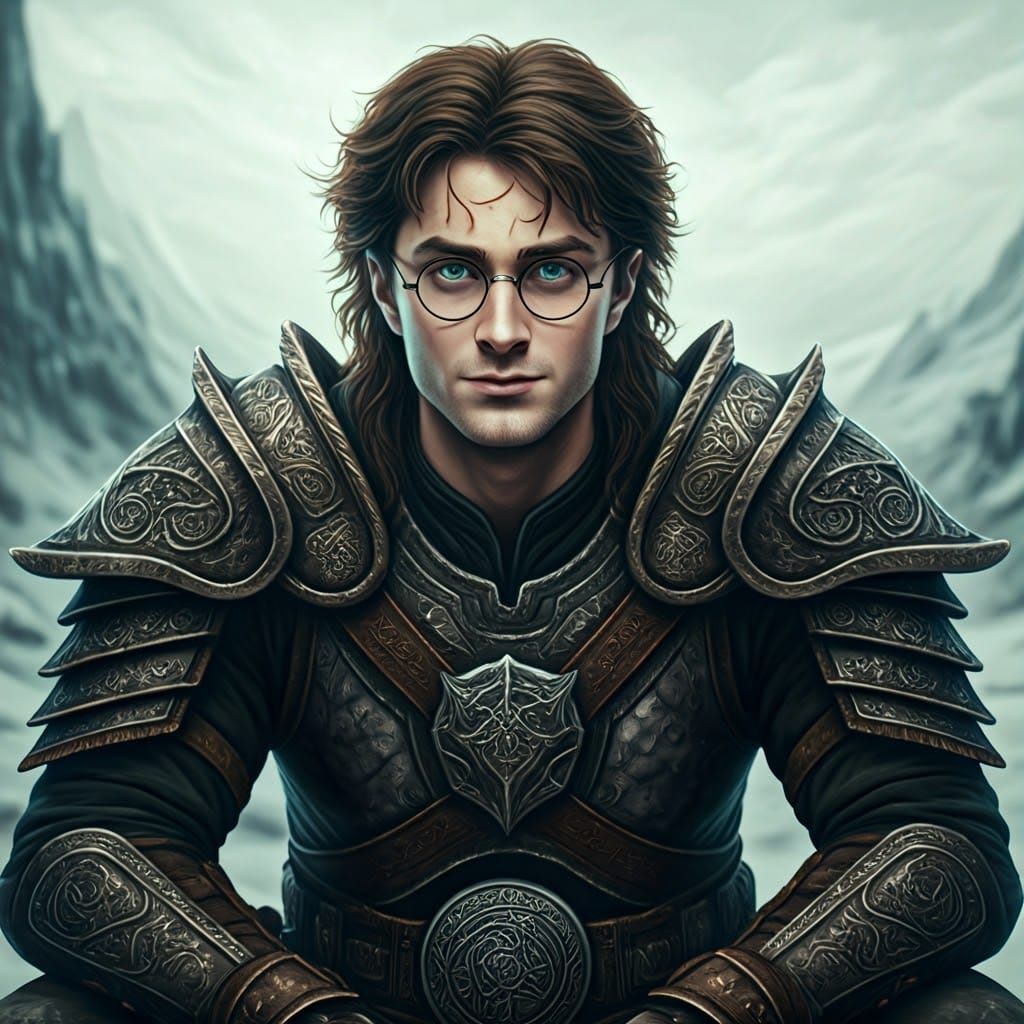 Harry Potter as the Legendary Dragonborn in Skyrim Armor
