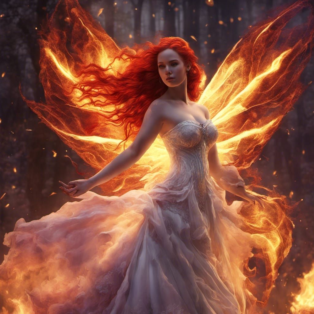 Fire Fairy in Dark Fantasy Style