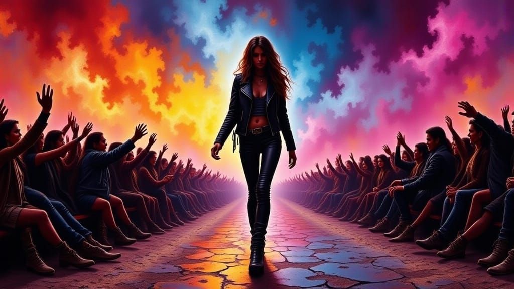 Rebellious Rockstar Unleashed in Gritty Concert Venue