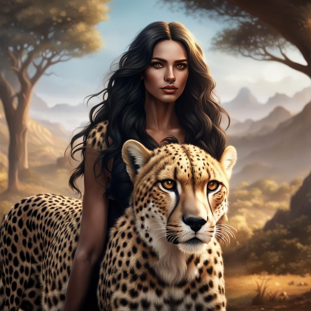 Woman Embraces Cheetah in Striking Portrait