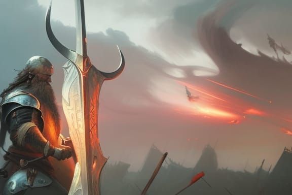 Furious Viking Warrior in Dark Fantasy Style