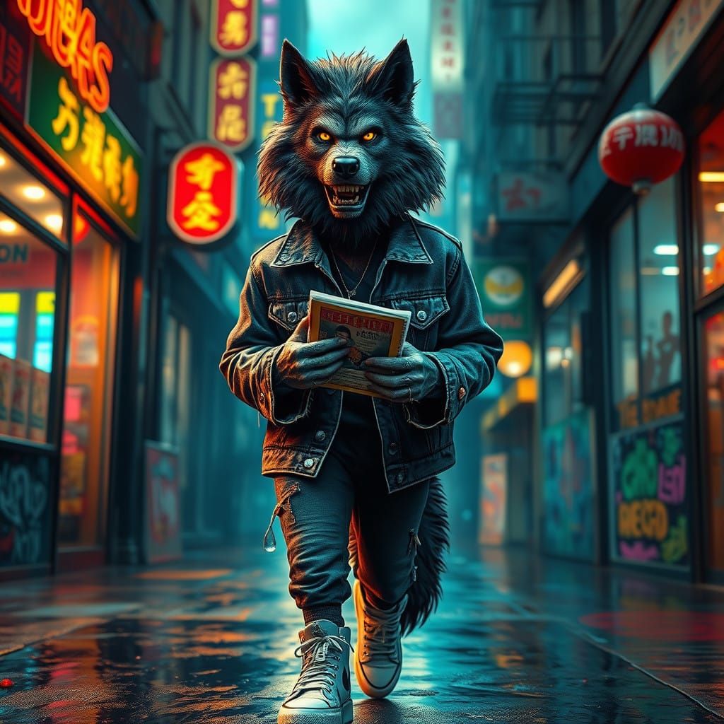 Werewolf in Neon-Lit SoHo