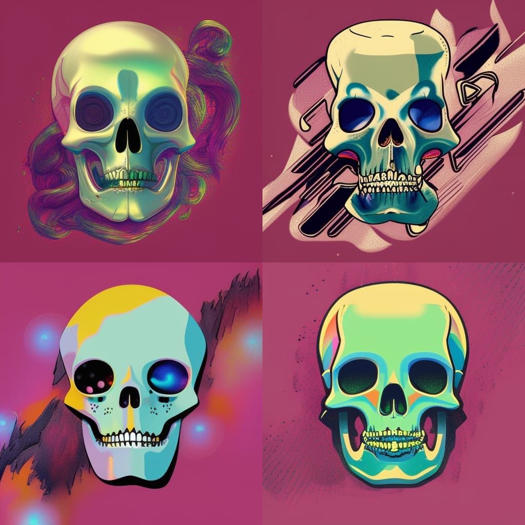 Hipster Skeleton Portrait in Anime T-Shirt Style