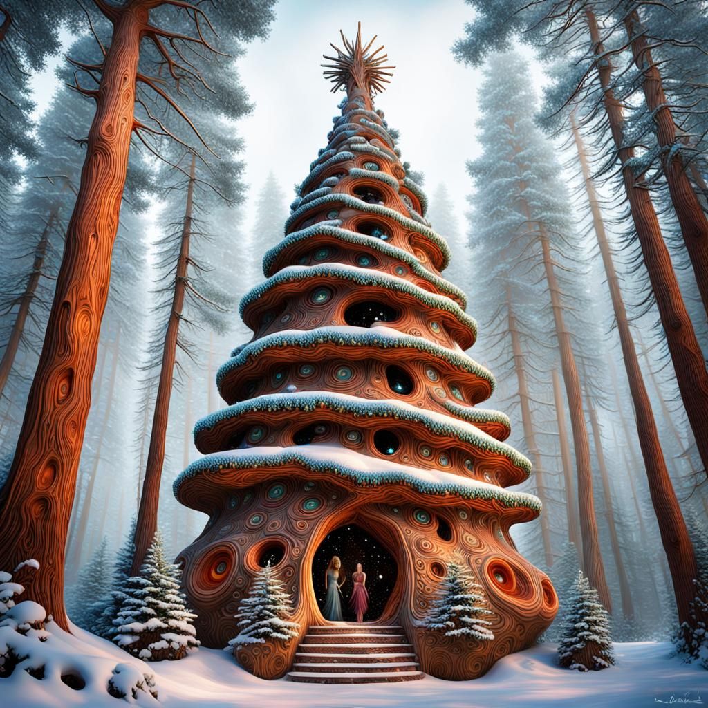 Eccentric Pottery Christmas Tree in Pine Wood