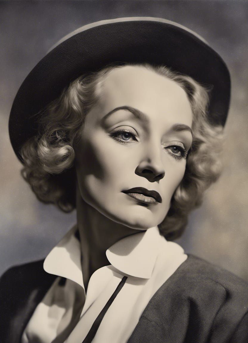 Hyperrealistic Marlene Dietrich Portrait, Chuck Close Style