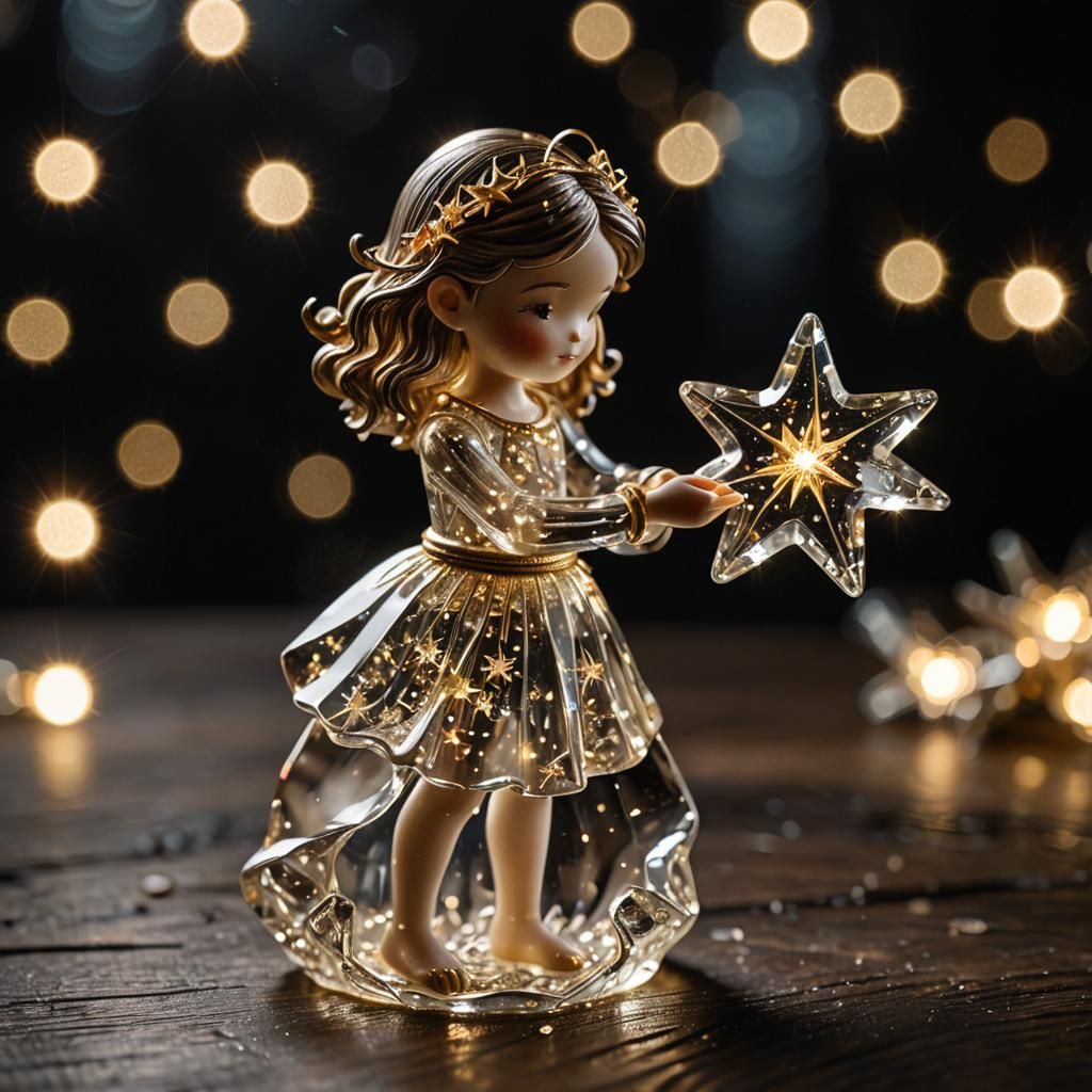 Delicate Glass Figurine Holding a Star