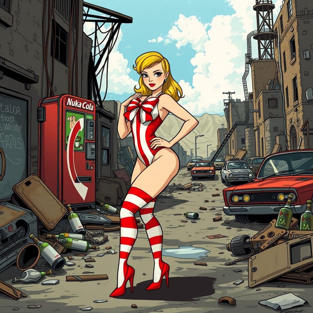 Nuka Cola Girl in Post-Apocalyptic Pin-Up Style