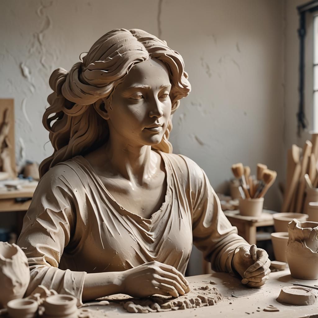 Clay Sculpture Creates Perfect Female Form