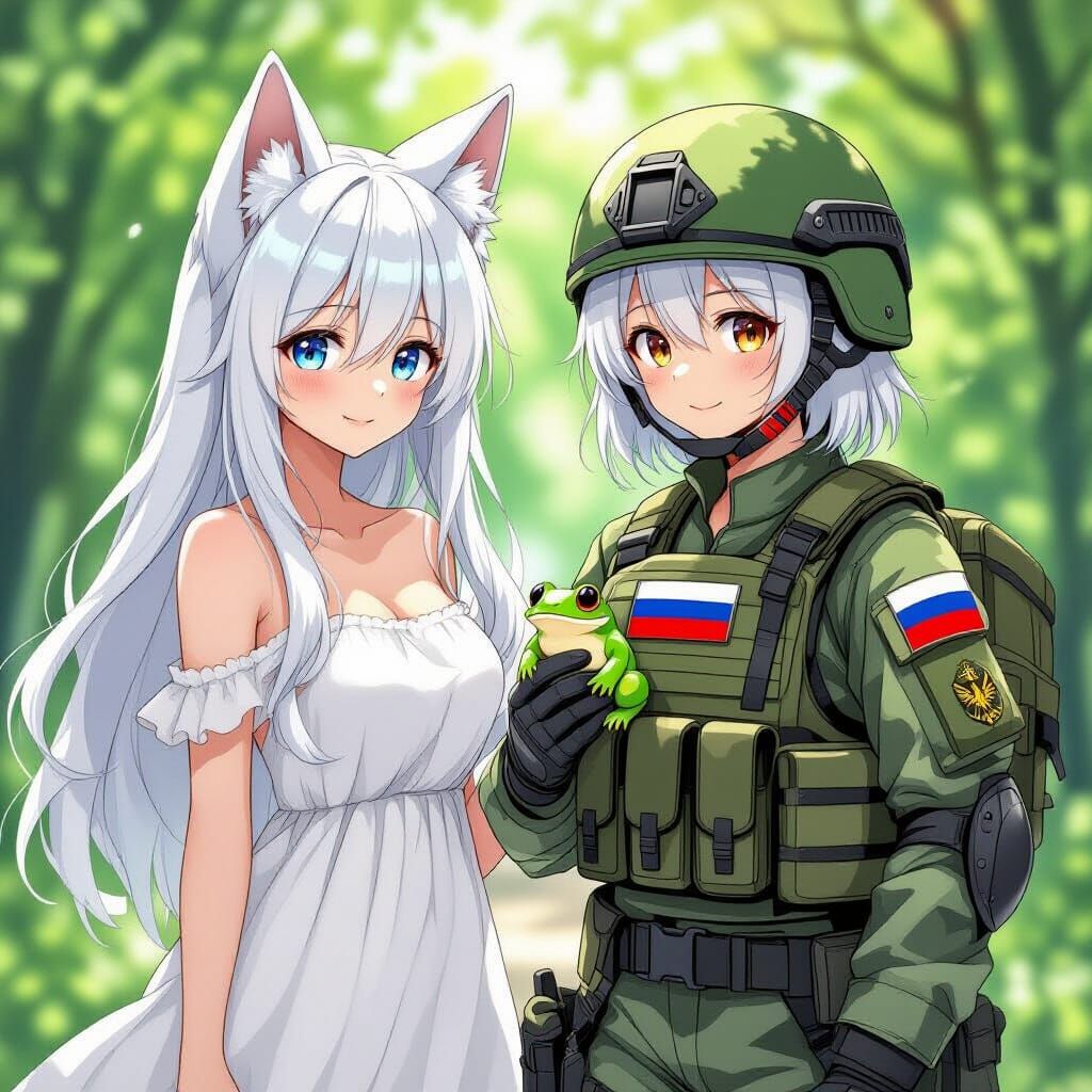 Anime Girls with Wolf Ears and Tactical Gear