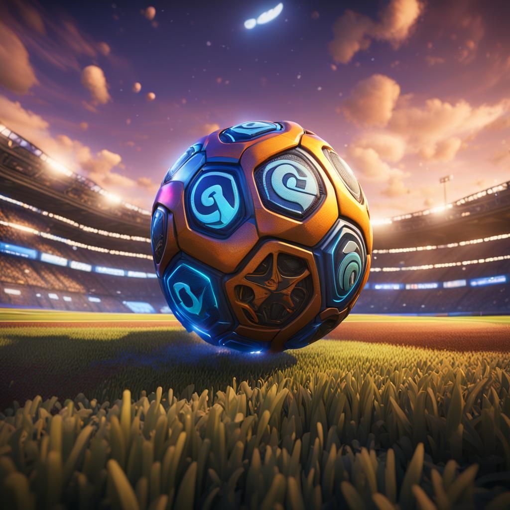 Rocket League Ball on Champion Field: Detailed Matte Paintin...