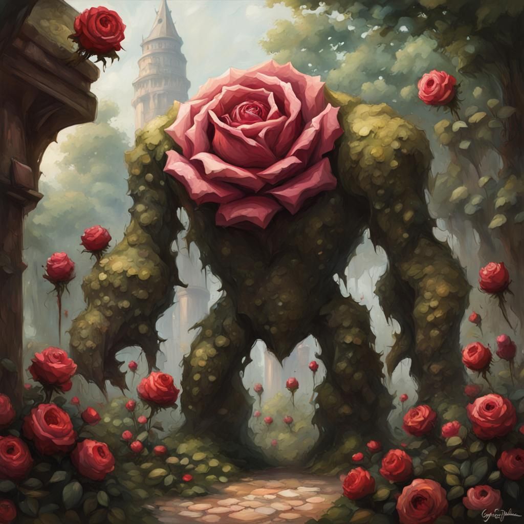 Giant Rose Golem in Sinister Style