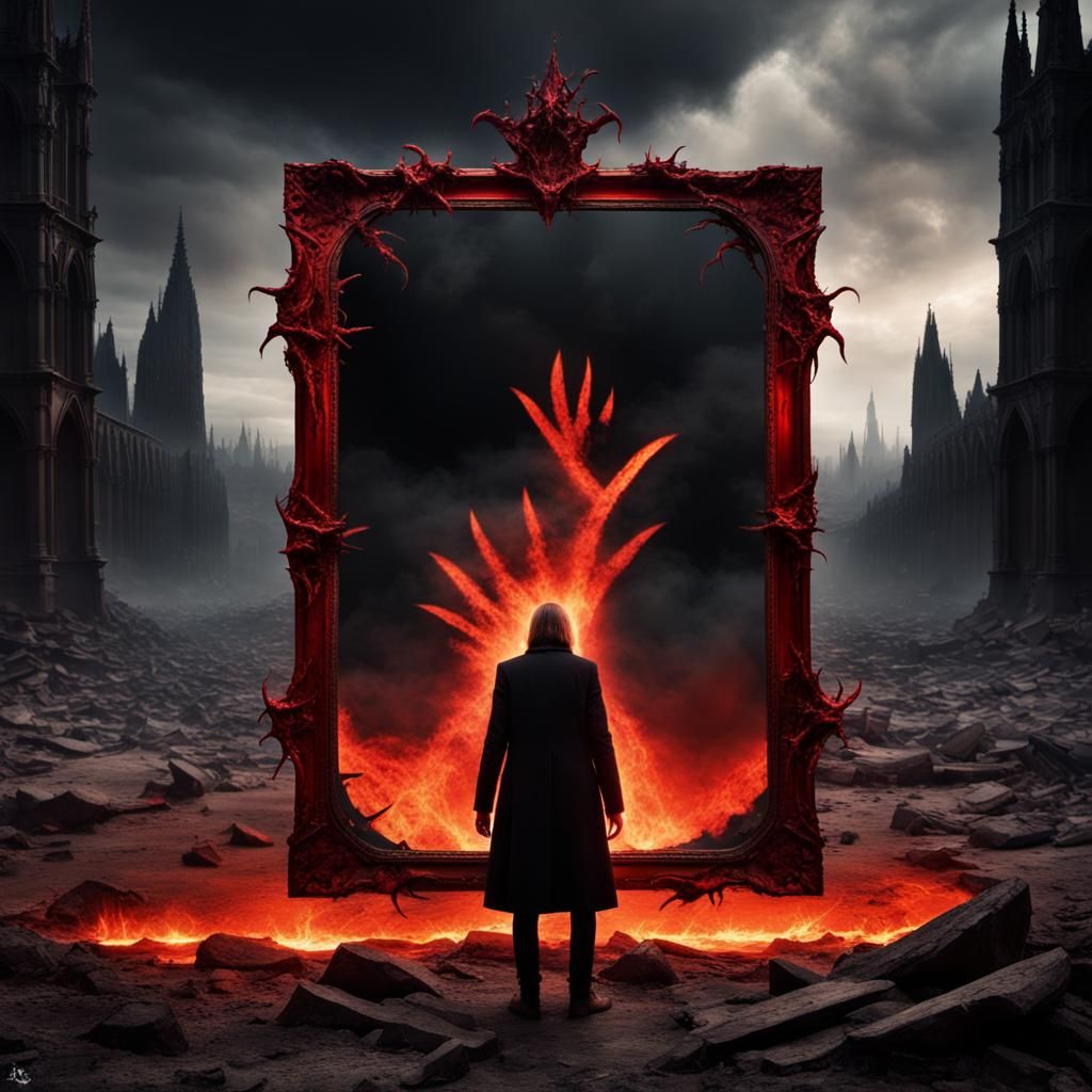 Fiery Meteors Reflect in Gothic Mirror