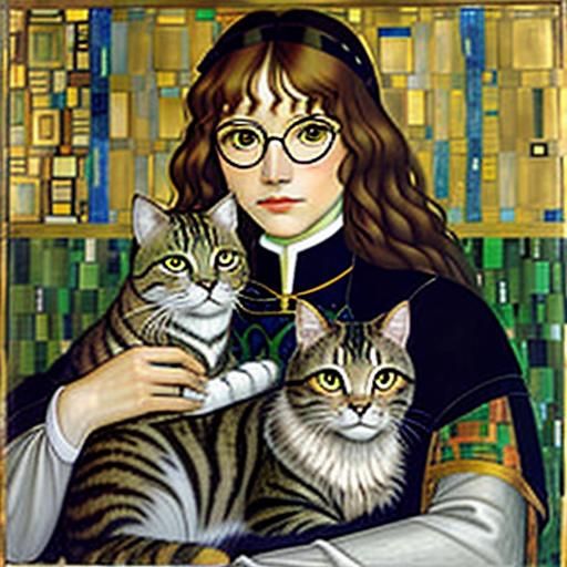 Renaissance Woman with Cat Portrait