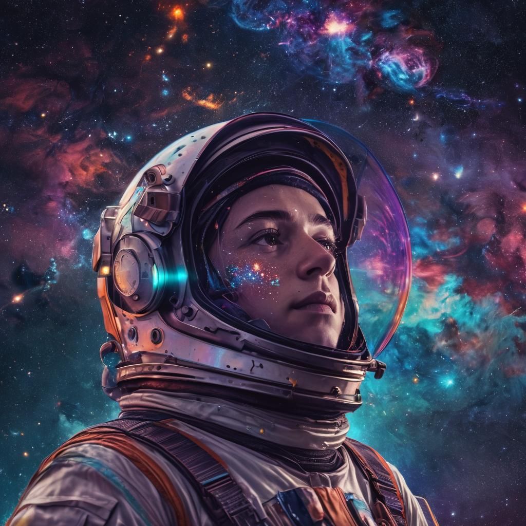 Astronaut in Space Helmet: Astral Illustration