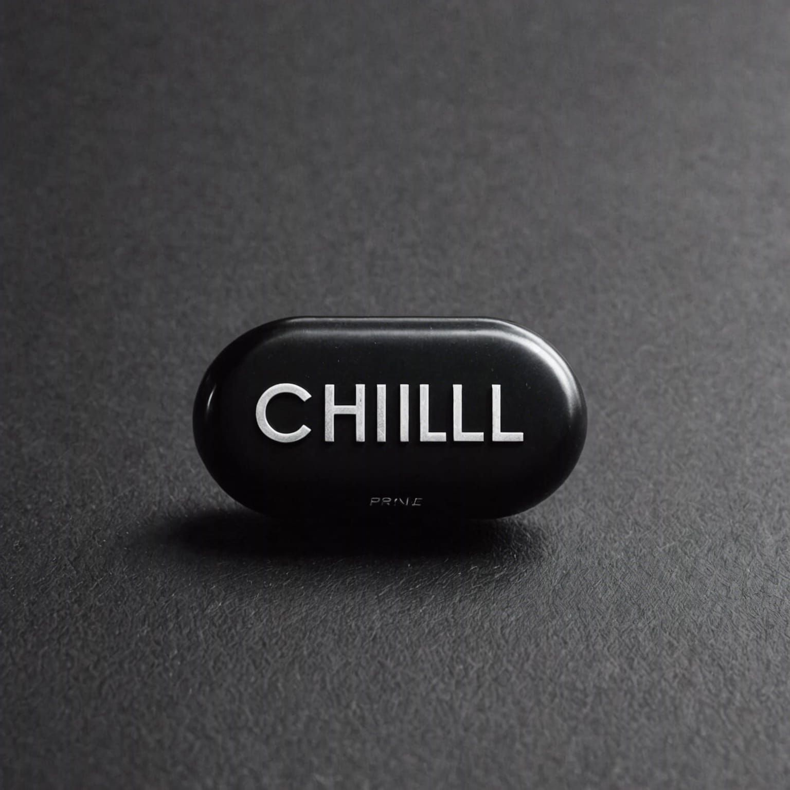 Black Pill with "CHILL" in Metal Font