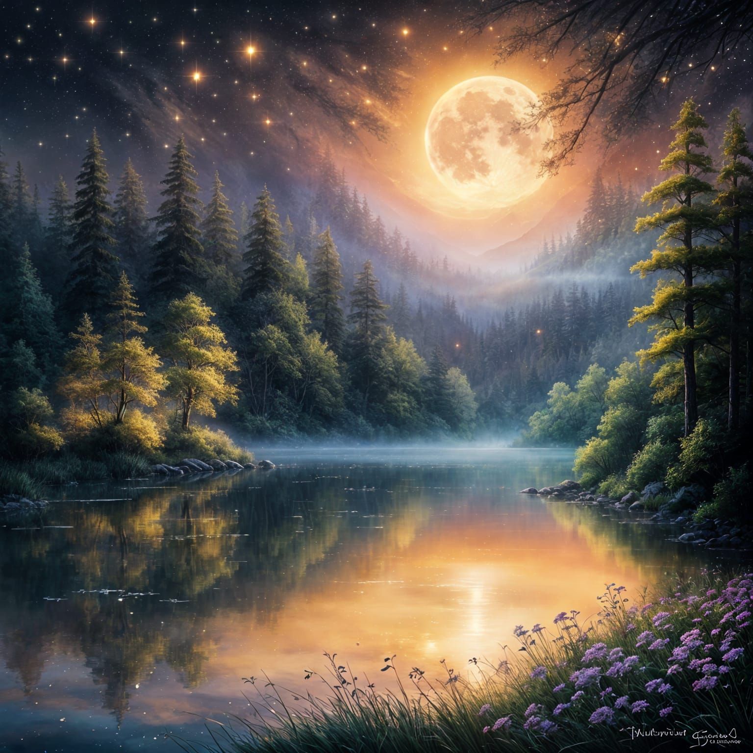 Moonlit Fantasy at Lake's Edge