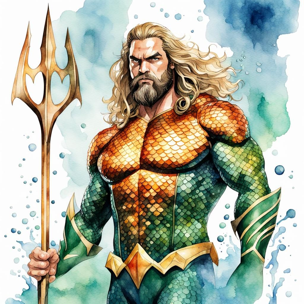 Aquaman Watercolor Illustration in 8K Resolution