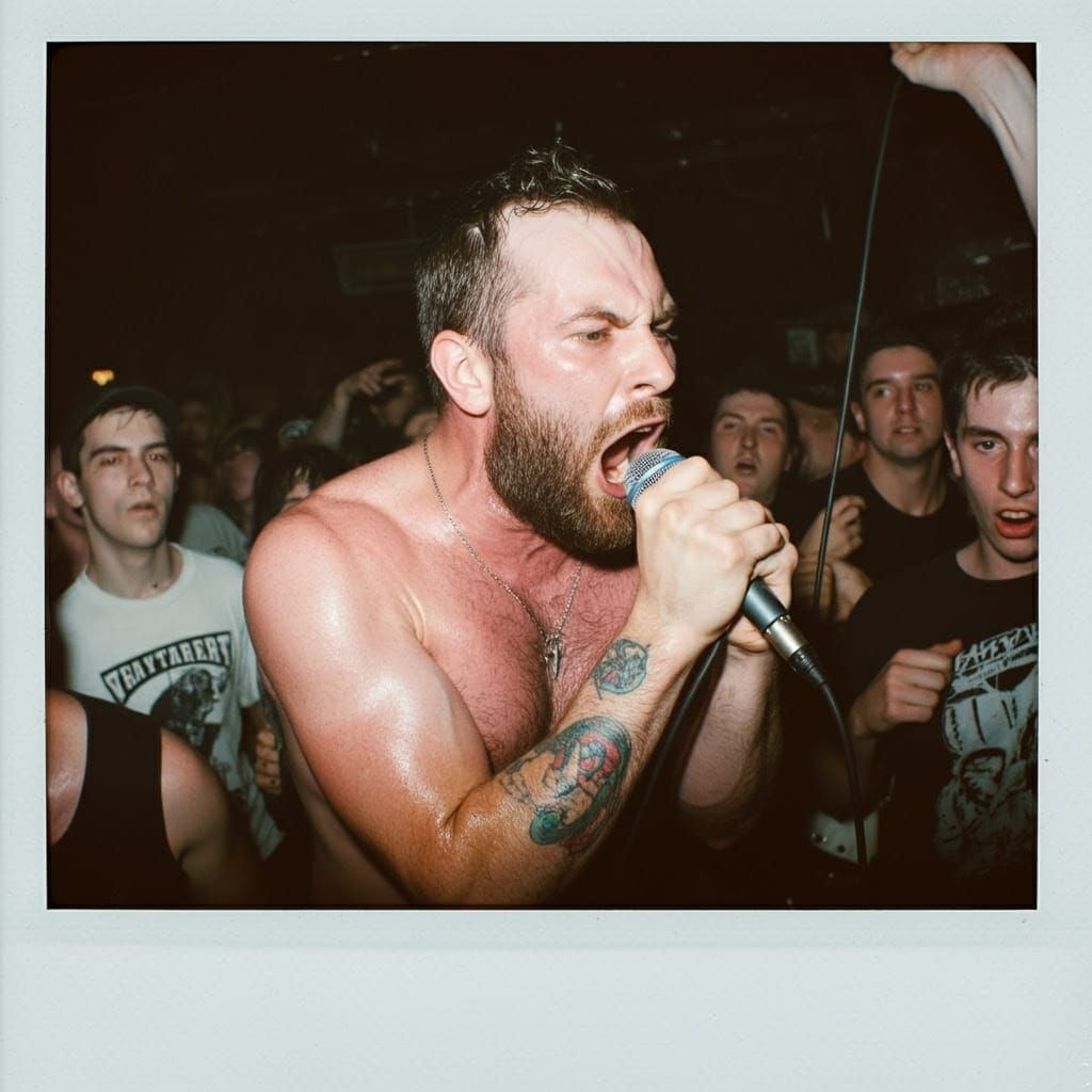 Punk Rock Concert Chaos in Ultra Realistic Polaroid