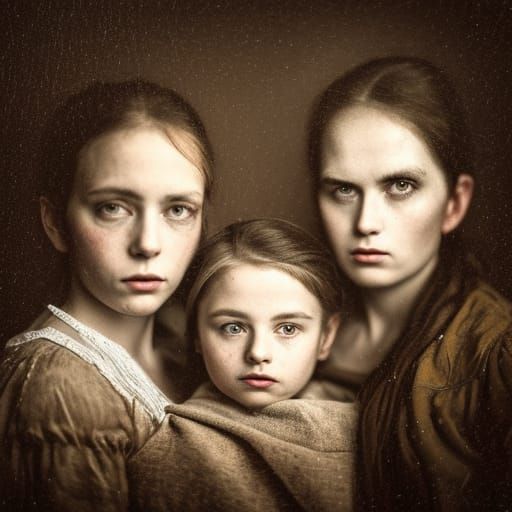 Classic 1800s Family Portrait in Ambient Light