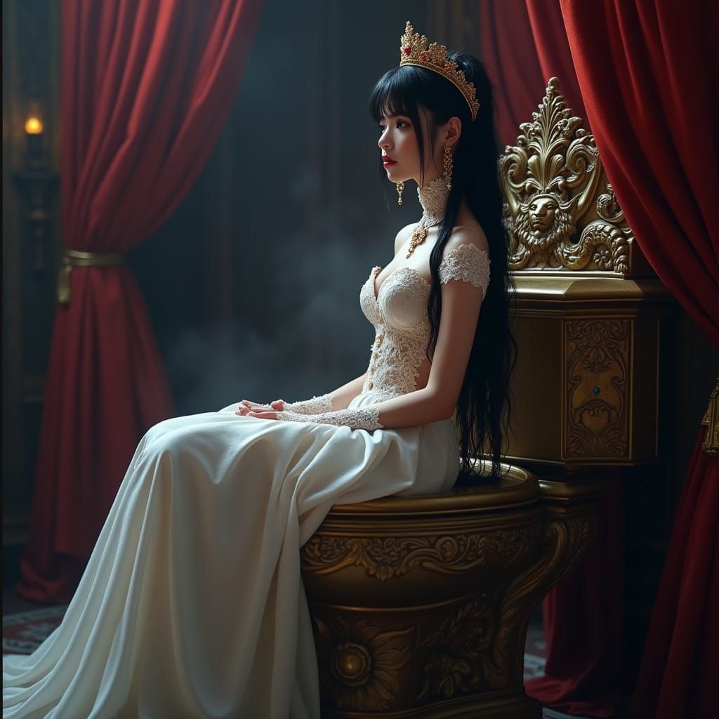 Regal Woman in Lavish Chamber